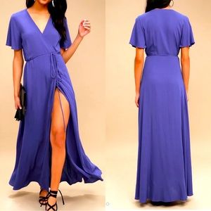 Lulus Much Obliged Royal Blue Wrap Maxi Dress